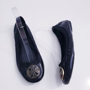 Tory Burch Caroline Naplak Elastic Patent Leather Flats
